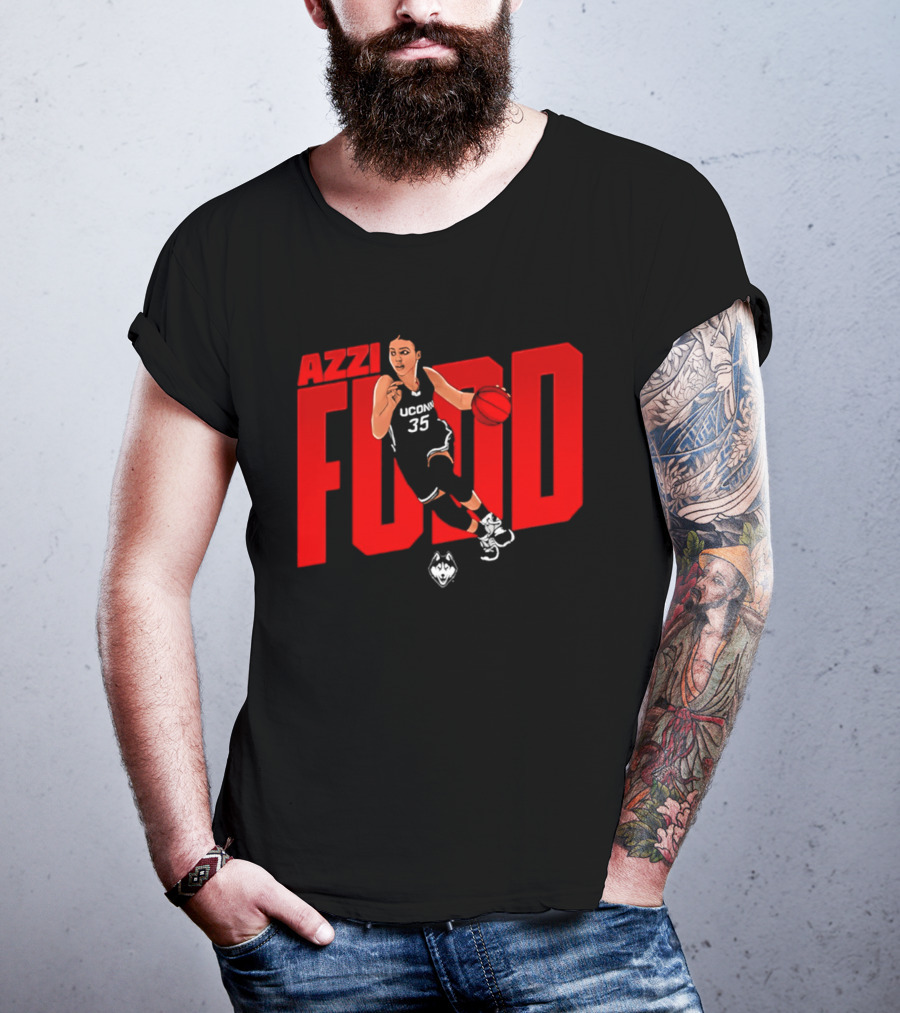 Azzi Fudd UConn 35 Basketball NCAA Fudd Red Block T-Shirt