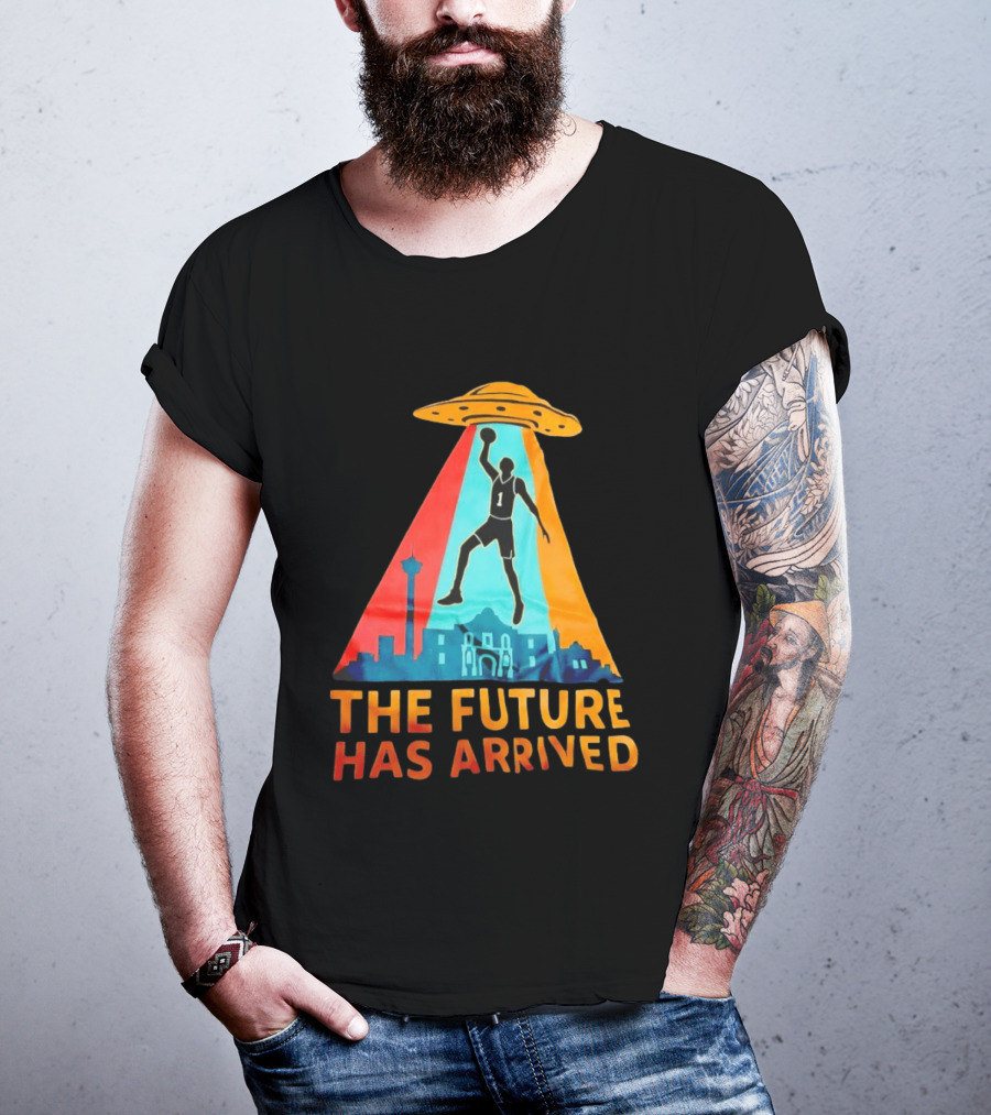 Basketball UFO Abduction Cityscape The Future Has Arrived T-Shirt