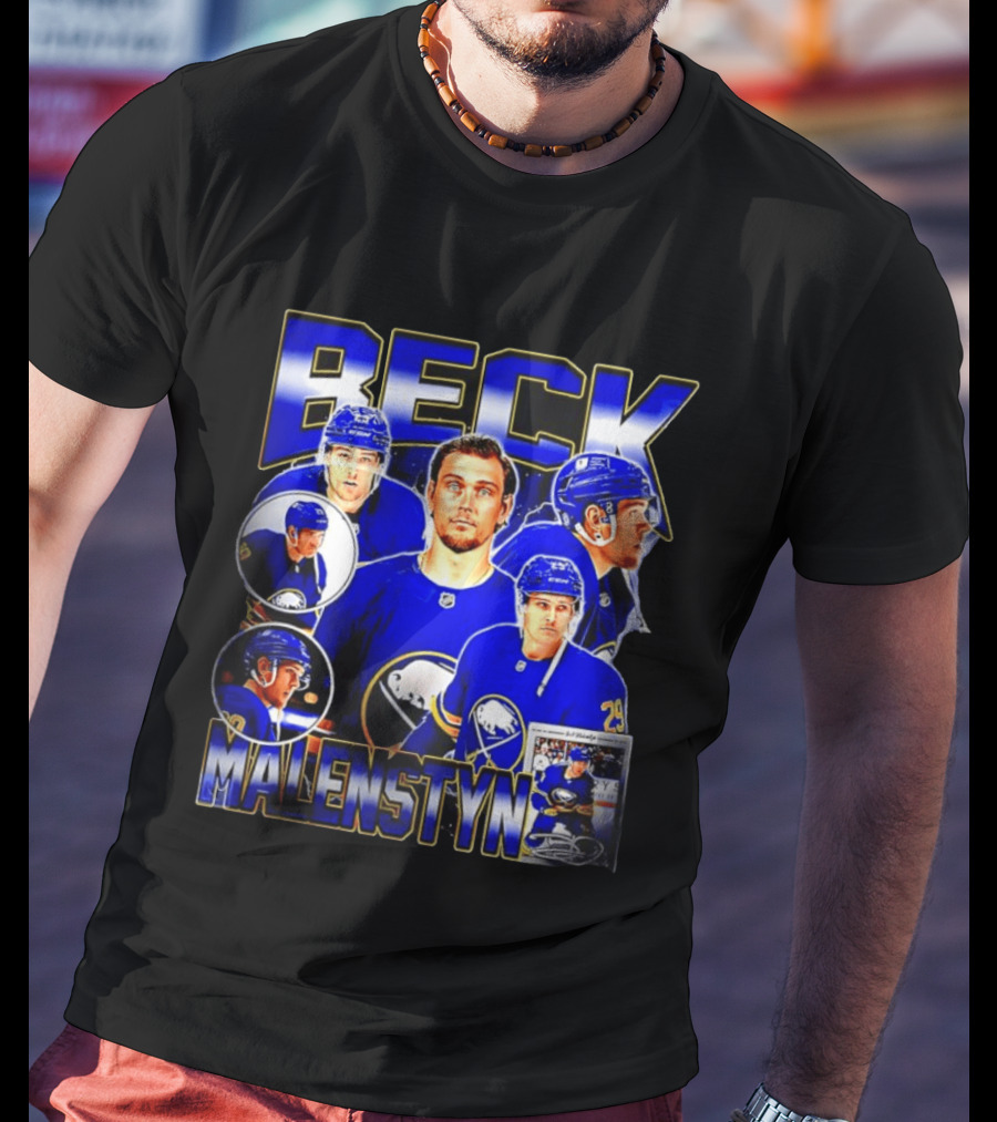 Beck Malenstyn Buffalo Sabres NHL Hockey Player Collage T-Shirt
