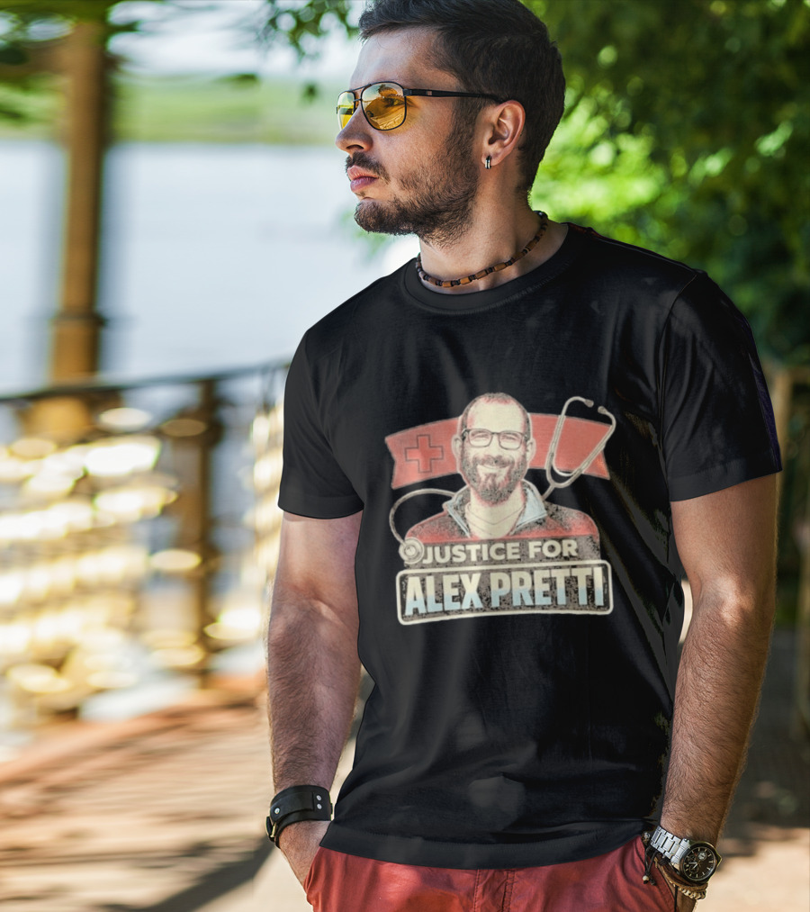 Justice For Alex Pretti Red Cross Stethoscope Tribute 2026 T-Shirt