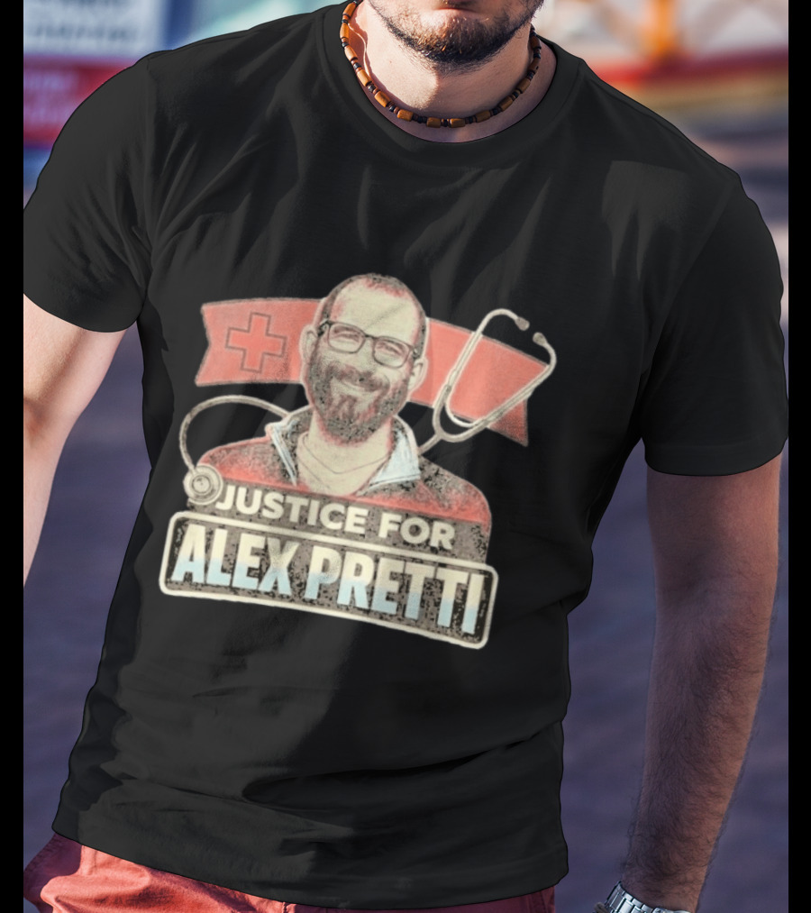 Justice For Alex Pretti Red Cross Stethoscope Tribute 2026 T-Shirt