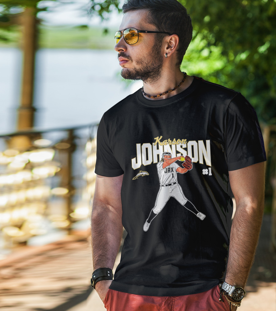 Karson Johnson JAX Softball #1 Caricature Legends T-Shirt