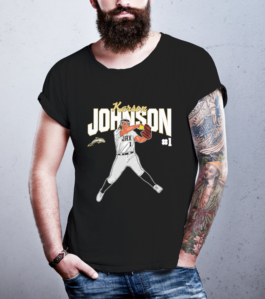 Karson Johnson JAX Softball #1 Caricature Legends T-Shirt