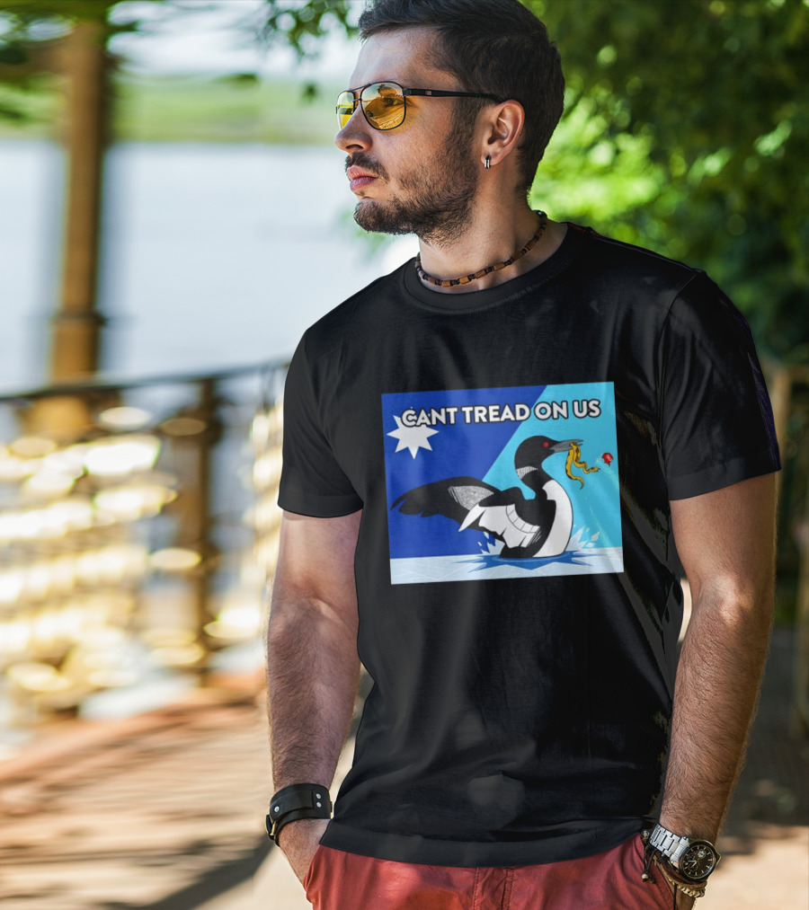 Can't Tread On Us Minnesota Loon Yellow Snake Black Bird Blue T-Shirt