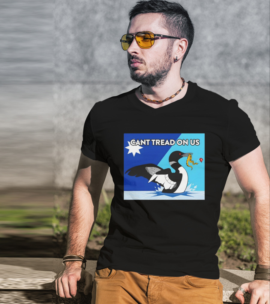 Can't Tread On Us Minnesota Loon Yellow Snake Black Bird Blue T-Shirt