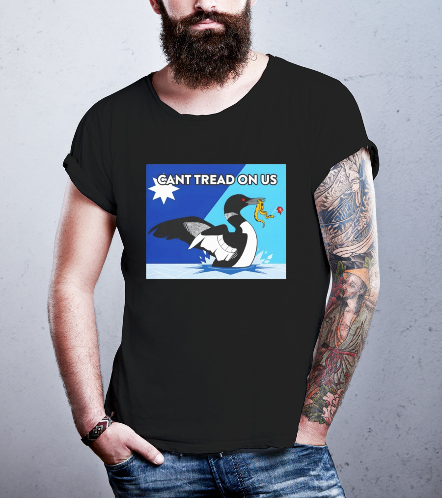 Can't Tread On Us Minnesota Loon Yellow Snake Black Bird Blue T-Shirt