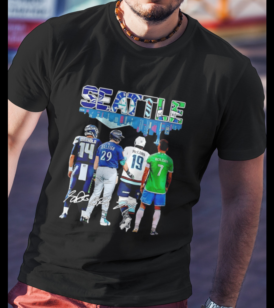 Seattle Sam Darnold Cal Raleigh Jared McCann Cristian Roldan Skyline T-Shirt