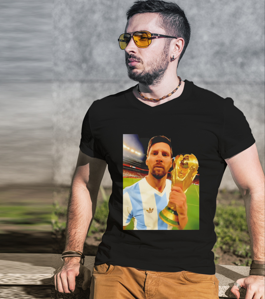 Argentina World Cup Messi Trophy Victory T-Shirt