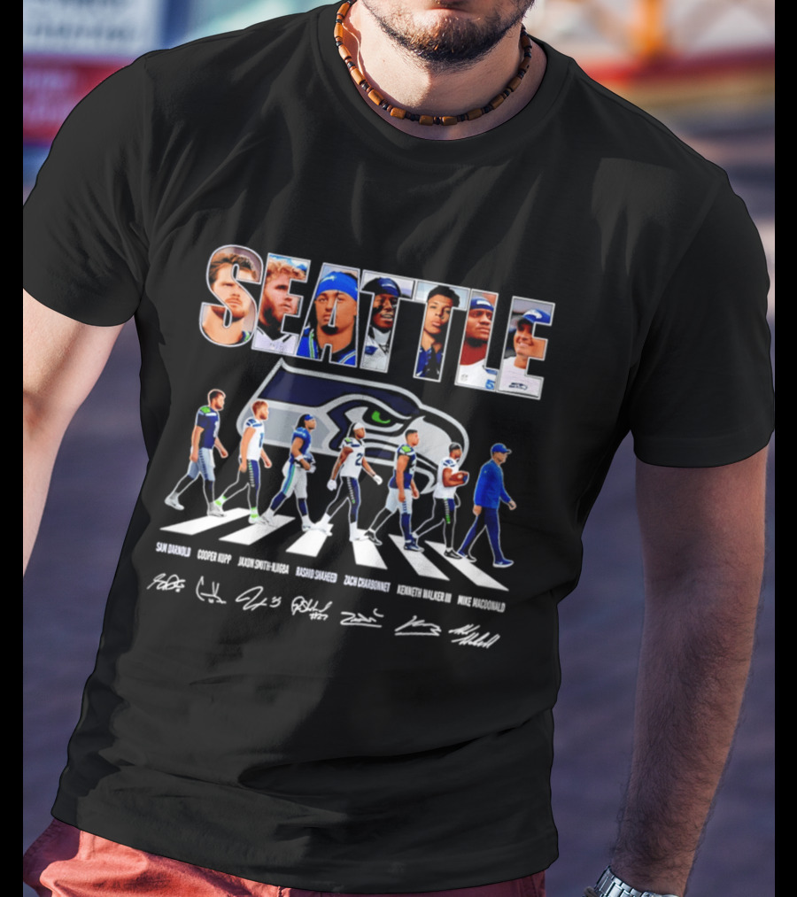 Seattle Seahawks Crosswalk Player Signatures 2026 T-Shirt