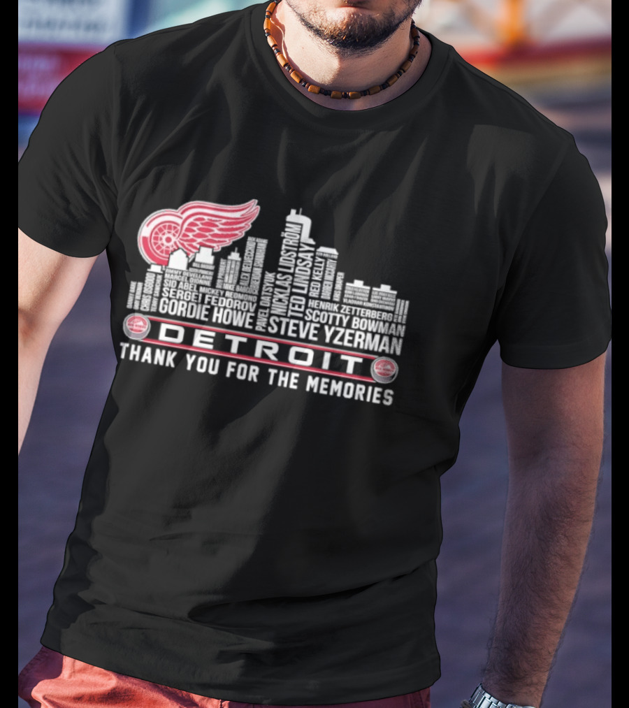 Detroit Red Wings City Skyline Steve Yzerman Thank You For The Memories T-Shirt