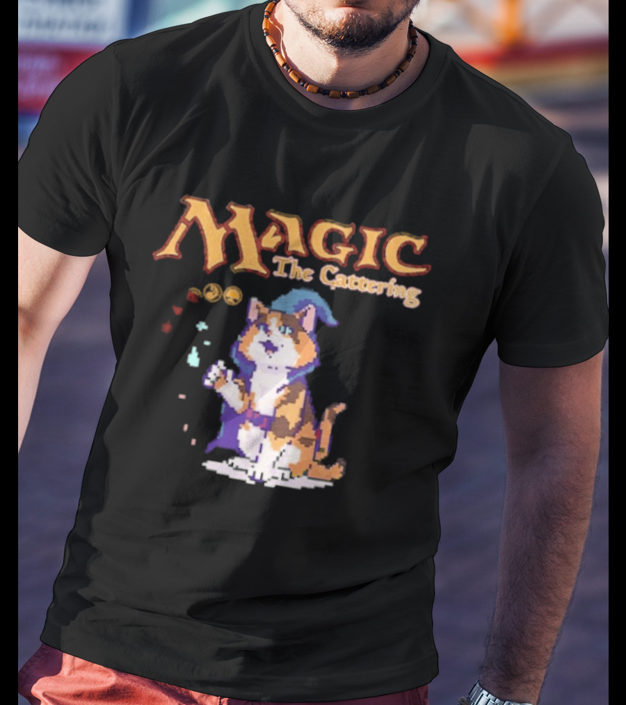 Magic The Cattering Cat Wizard With Magic The Gathering T-Shirt