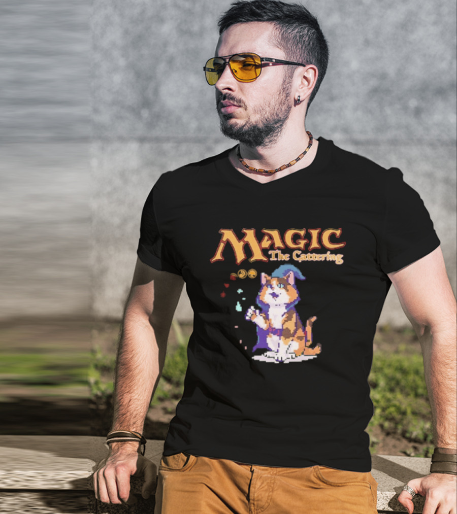 Magic The Cattering Cat Wizard With Magic The Gathering T-Shirt