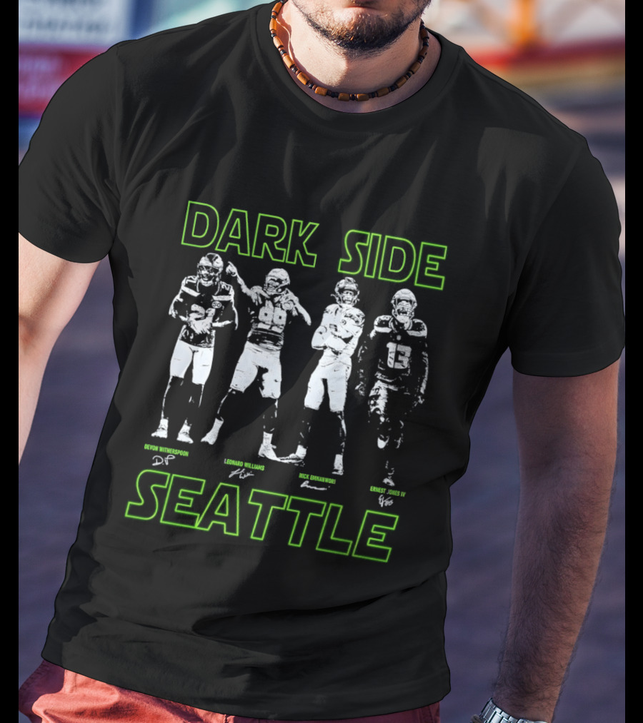 Seattle Seahawks 2026 Dark Side Defense Devon Witherspoon Leonard Williams Nick Emnanwori Ernest Jones IV T-Shirt