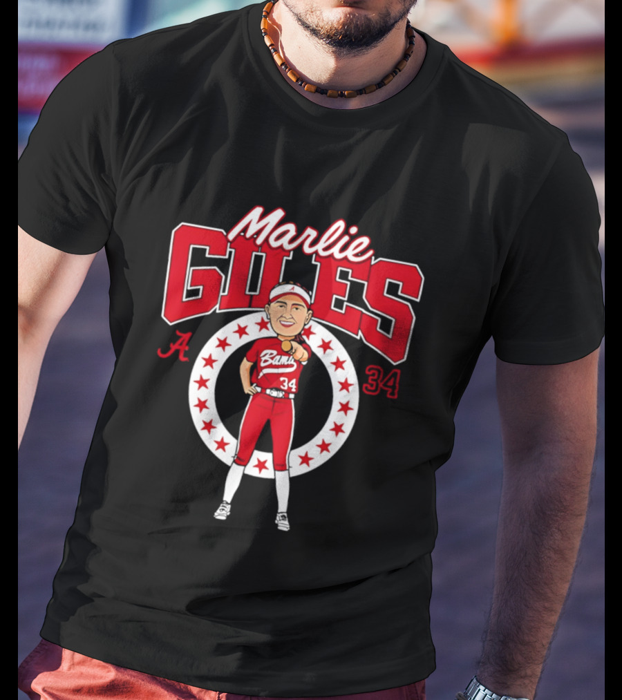 Marlie Giles Alabama Softball Bama 34 NCAA Caricature T-Shirt