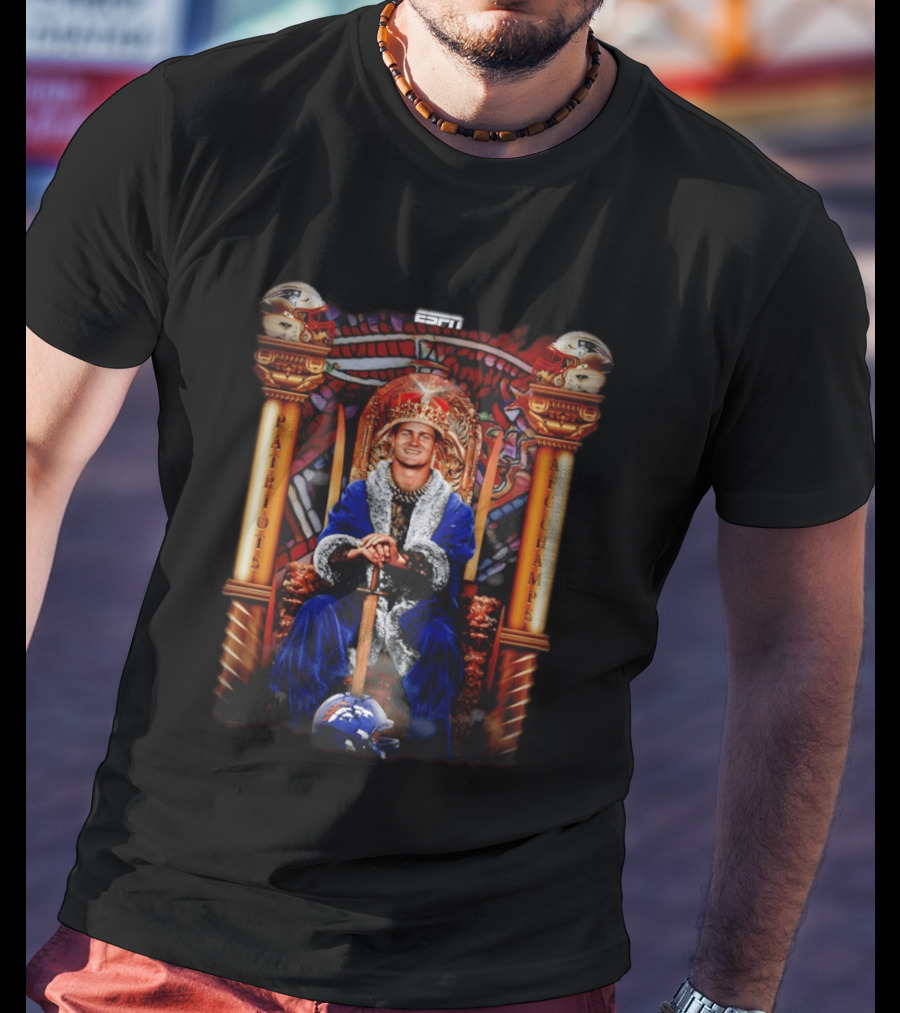 Drake Maye King Patriots AFC Champs ESPN Beat Broncos Football Helmet T-Shirt