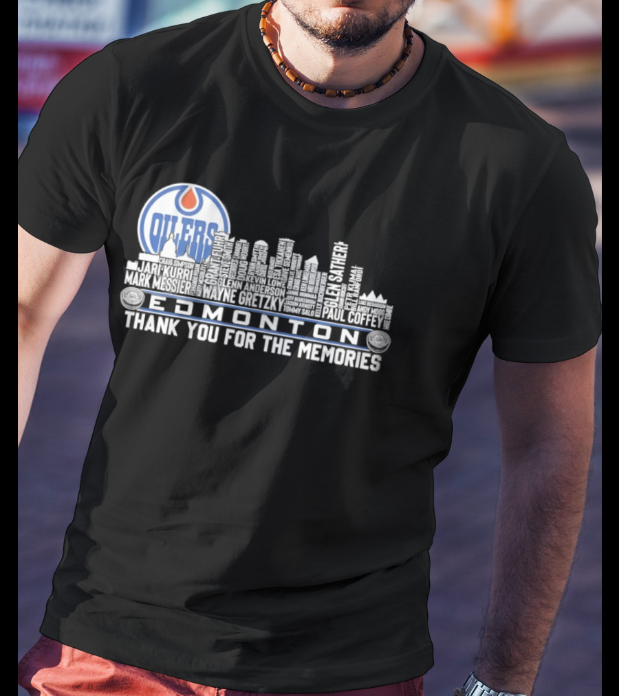 Edmonton Oilers Players City Skyline Thank You For The Memories T-Shirt