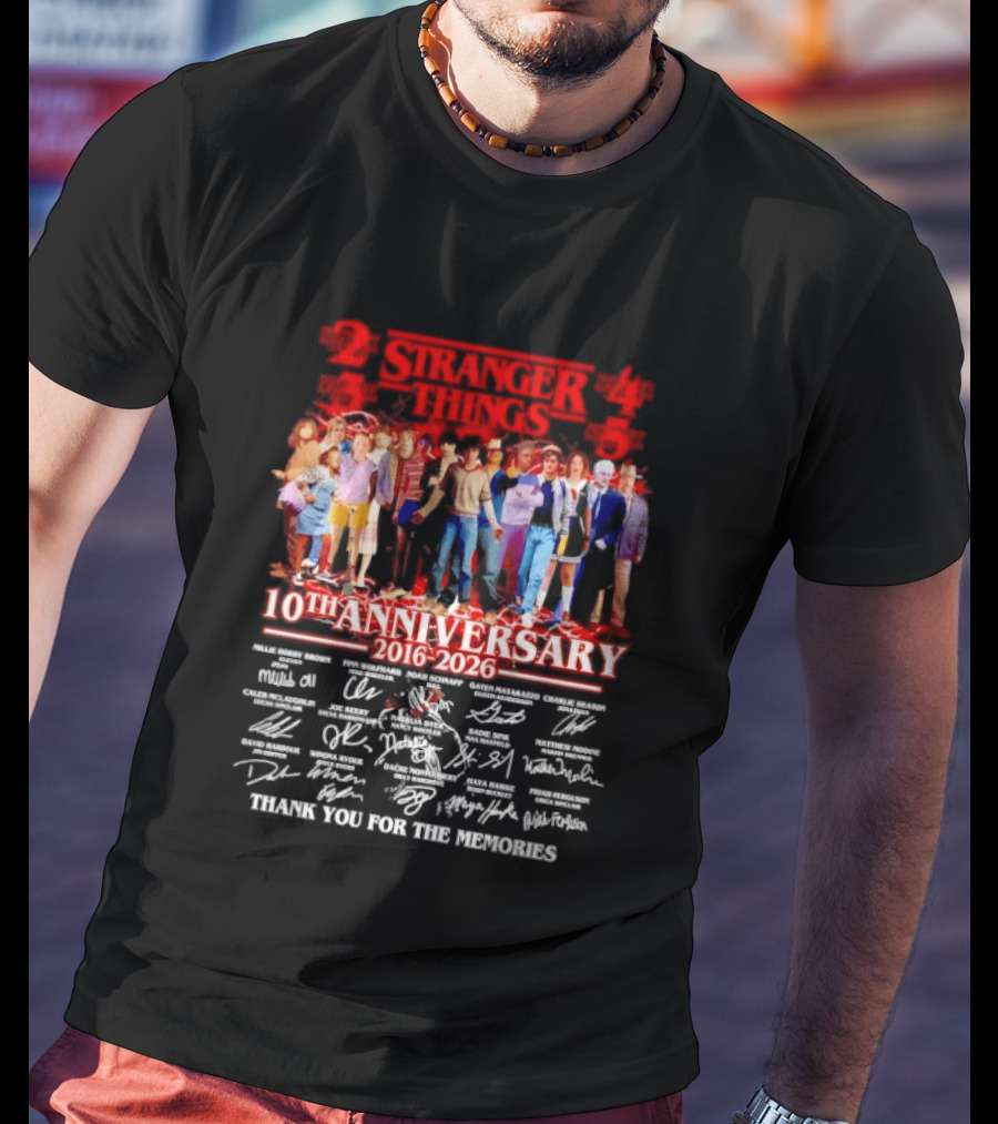 Stranger Things 10th Anniversary 2016 2026 Thank You For The Memories T-Shirt