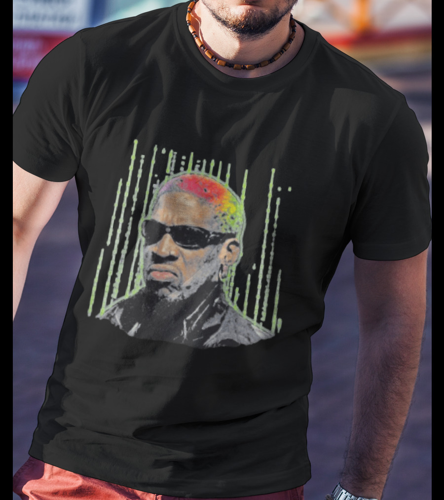 Dennis Rodman Vibe Colorful Hair Sunglasses T-Shirt