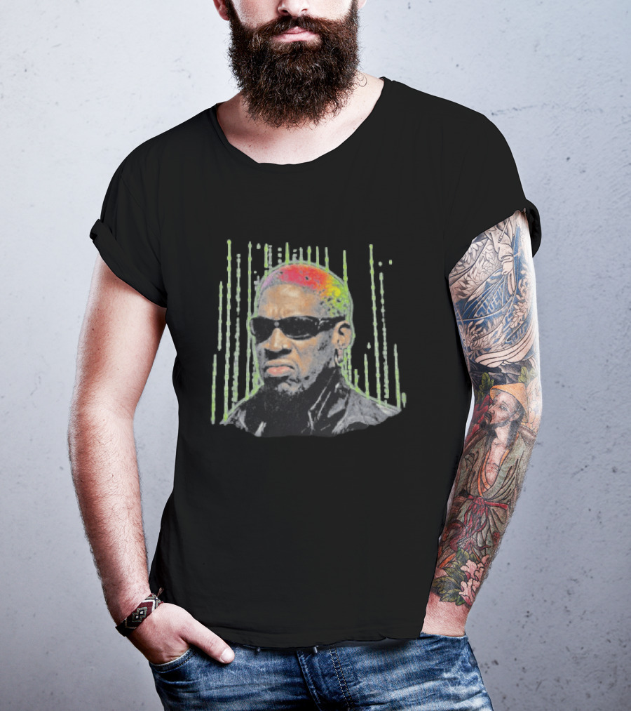 Dennis Rodman Vibe Colorful Hair Sunglasses T-Shirt