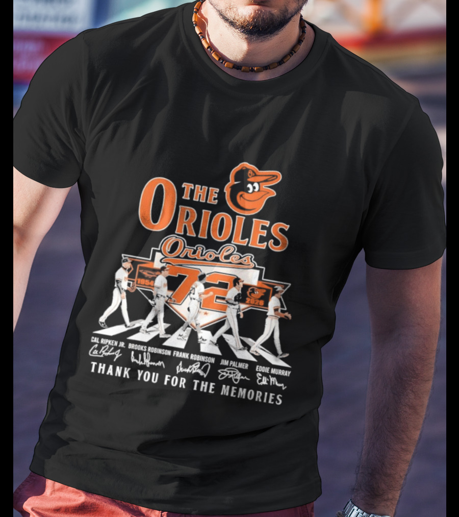 The Orioles 72 Abbey Road Ripken Robinson Murray Palmer Thank You For The Memories T-Shirt