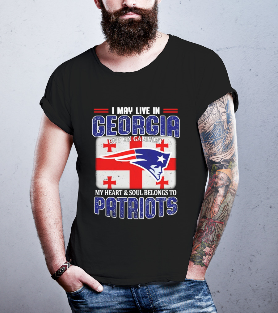 New England Patriots My Heart And Soul Belongs To Patriots In Georgia On Gameday T-Shirt