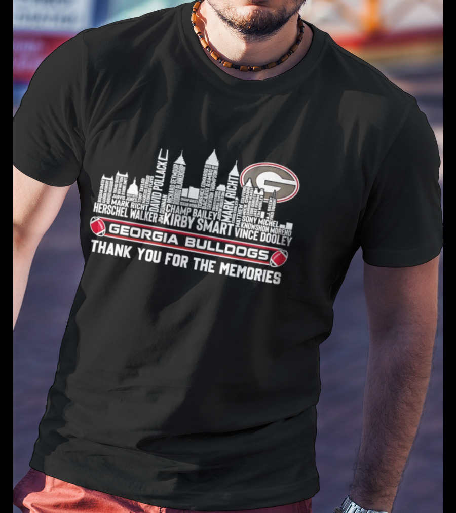 Georgia Bulldogs Players City Skyline Thank You For The Memories T-Shirt