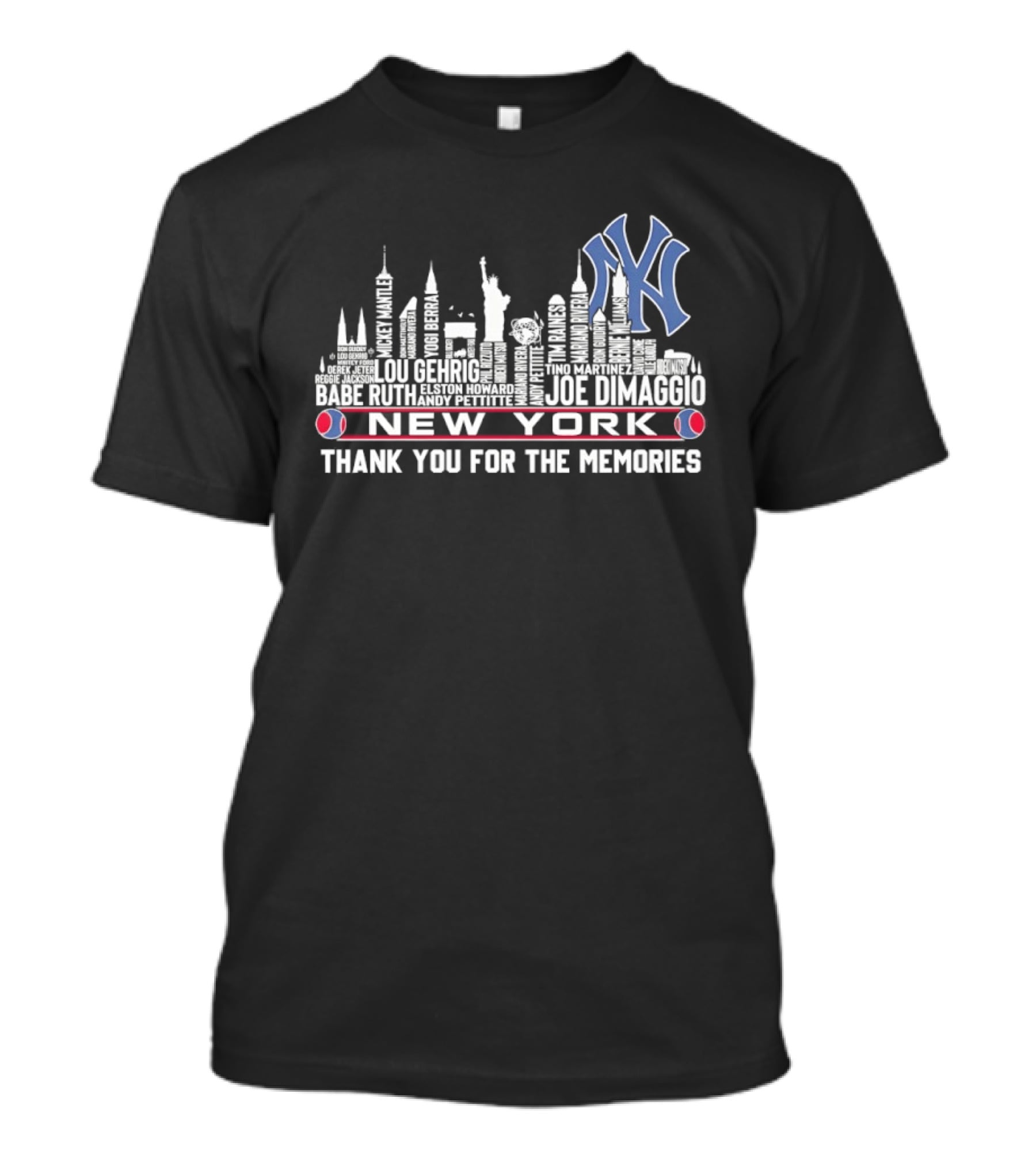 New York Yankees Players Skyline Thank You For The Memories T-Shirt