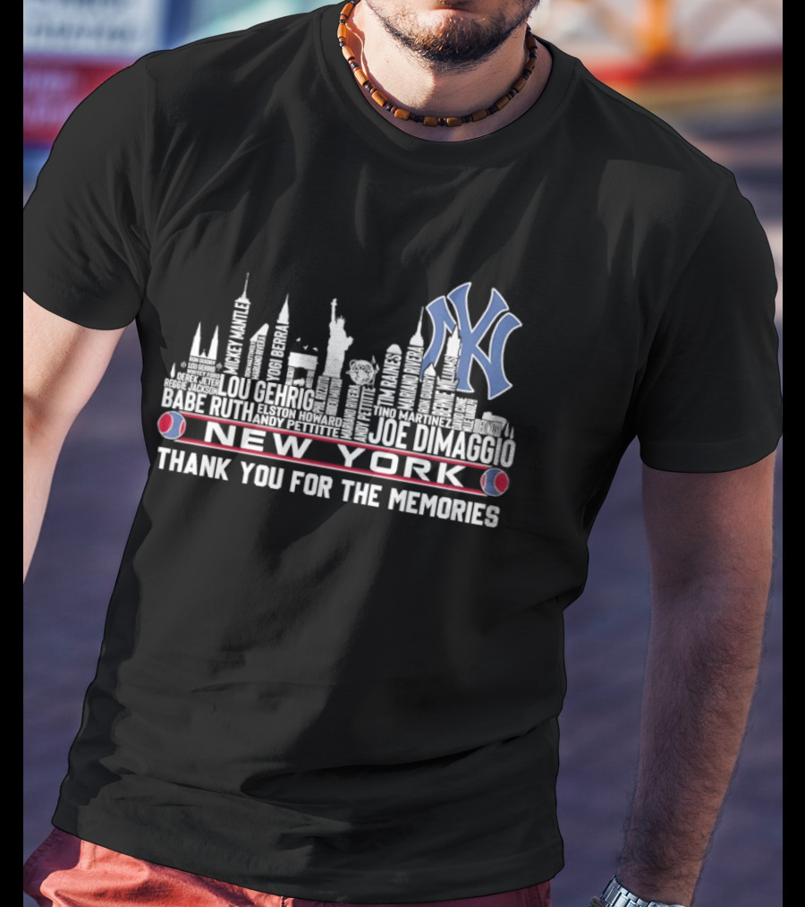 New York Yankees Players Skyline Thank You For The Memories T-Shirt