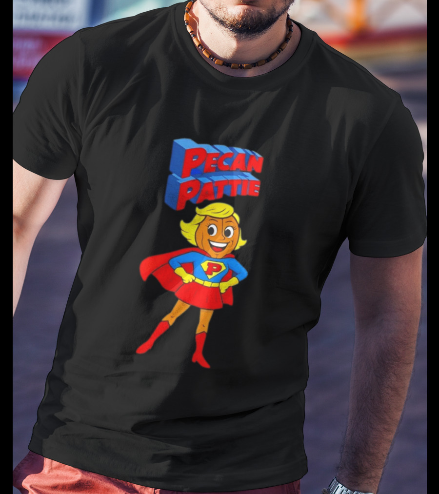 Pecan Pattie Superhero Character Red Blue Outfit T-Shirt