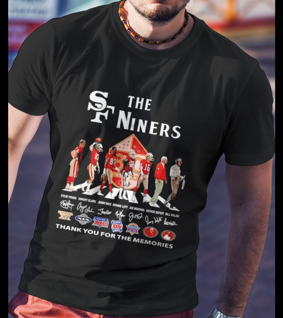 The Niners San Francisco 49ers Legends Thank You For The Memories Icons And Championships T-Shirt