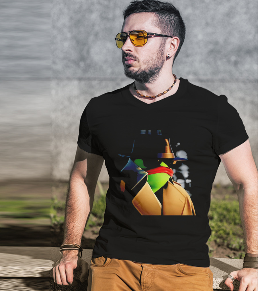 Pepe The Frog Detective Trench Coat Cigarette Doodles T-Shirt