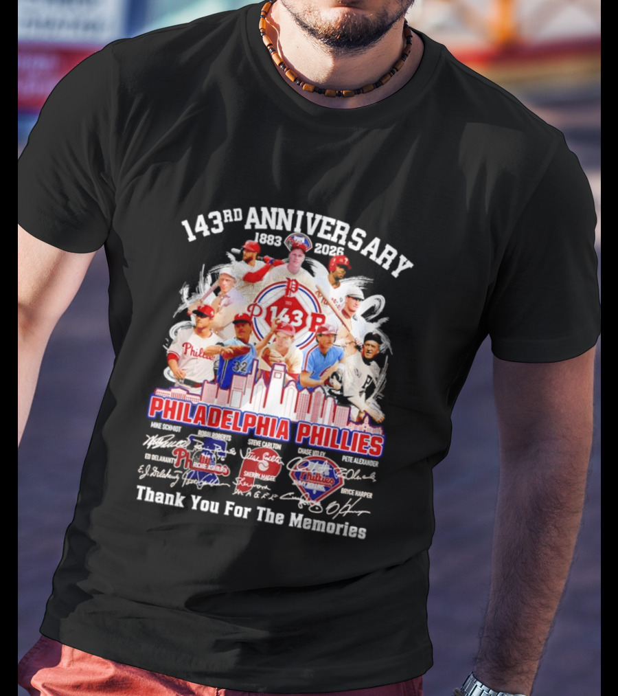 143rd Anniversary 1883 2026 Philadelphia Phillies Players City Skyline Thank You For The Memories T-Shirt