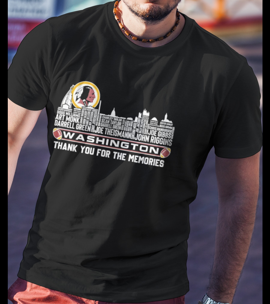 Washington Redskins Player Names City Skyline Thank You For The Memories T-Shirt