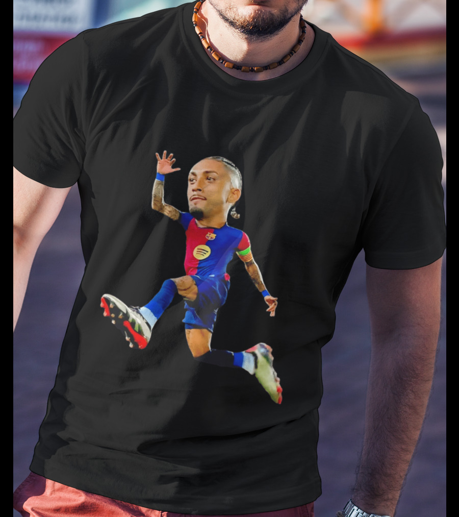 Raphinha Barcelona La Liga Brasil Caricature Player Action Pose T-Shirt