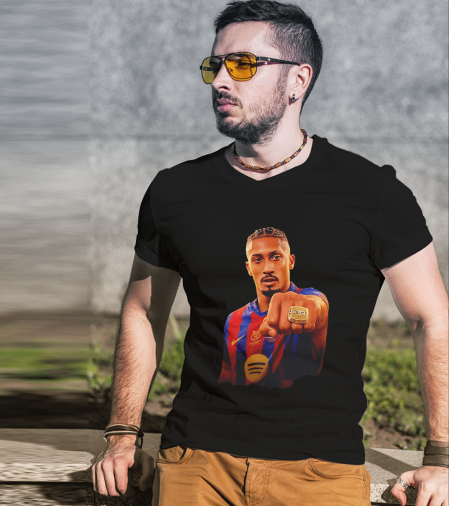 Raphinha Barcelona Brazil Player Ring La Liga Collage T-Shirt