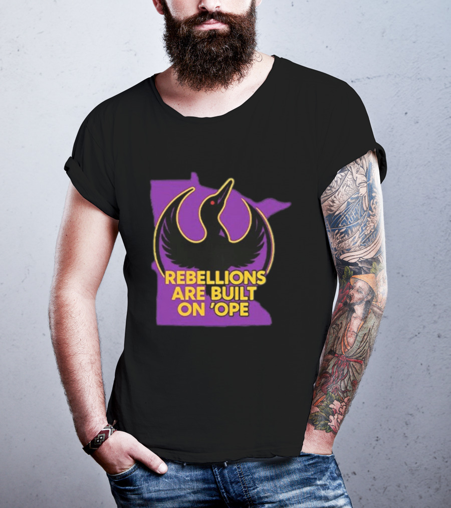 Rebellions Are Built On 'Ope Minnesota Purple Map Black Bird T-Shirt