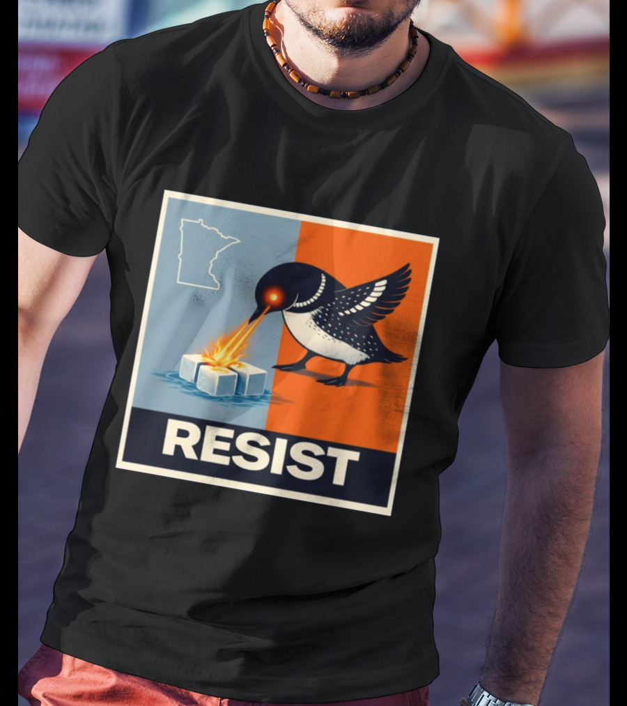 Rebel Minneapolis Ice Protest Resist With Loon Laser Bird And Minnesota Map T-Shirt