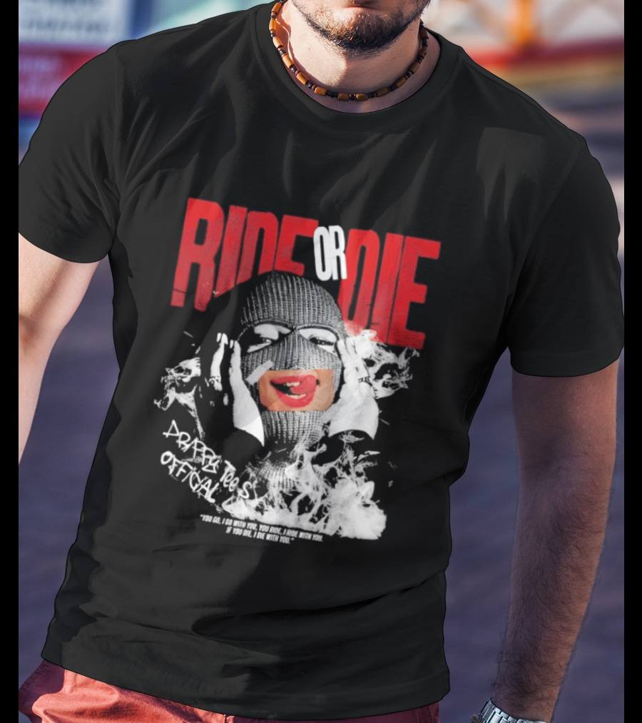 Ride Or Die Joker Grunge Typography And Distorted Joker Face T-Shirt