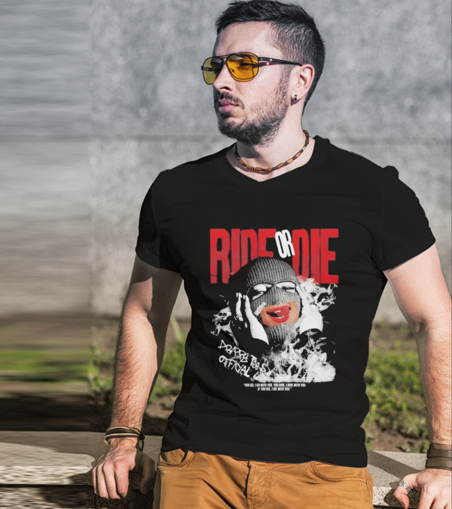 Ride Or Die Joker Grunge Typography And Distorted Joker Face T-Shirt