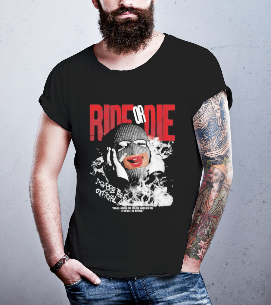 Ride Or Die Joker Grunge Typography And Distorted Joker Face T-Shirt