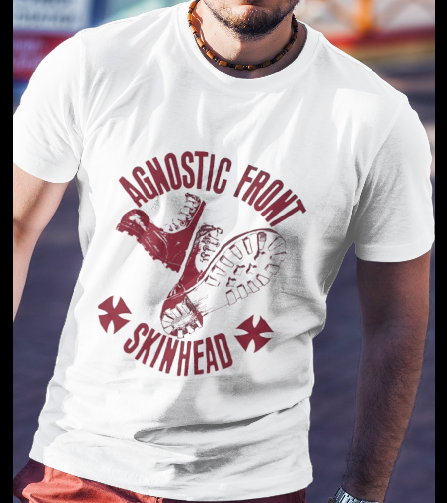 Agnostic Front Skinhead Boot Symbol Cross T-Shirt