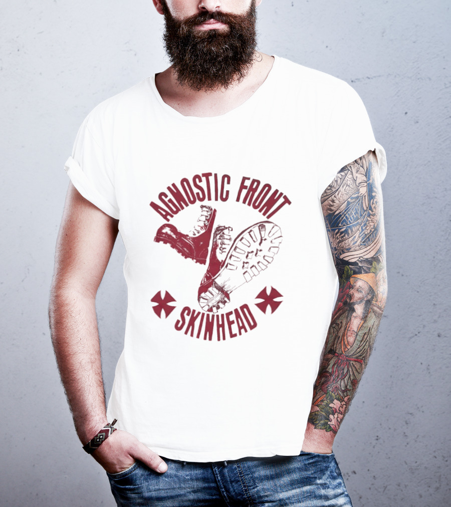 Agnostic Front Skinhead Boot Symbol Cross T-Shirt