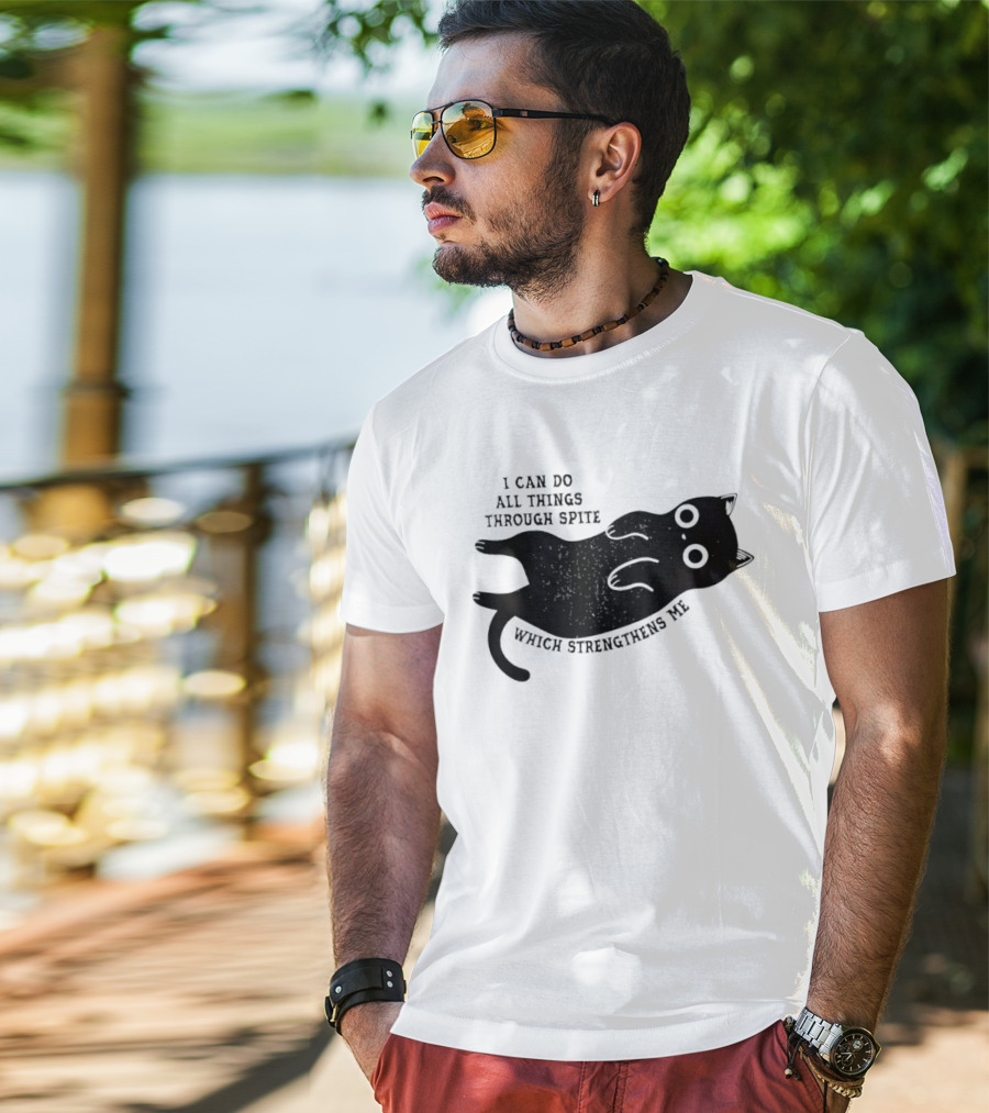 Black Cat I Can Do All Things Through Spite Which Strengthens Me T-Shirt
