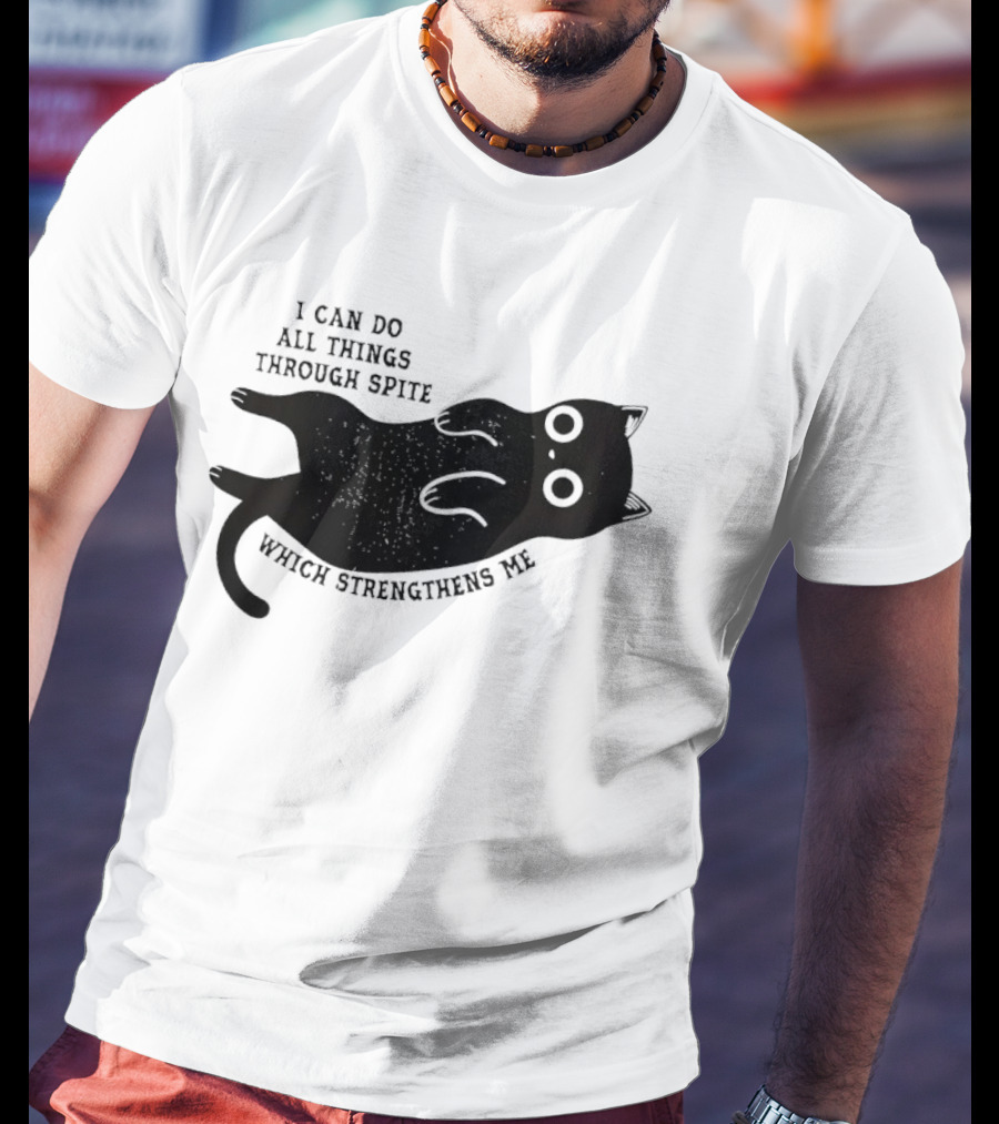 Black Cat I Can Do All Things Through Spite Which Strengthens Me T-Shirt