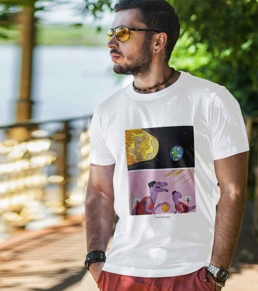 Bron Sends Him A LeBronto Dinosaur Meteor Basketball Earth Raptors T-Shirt
