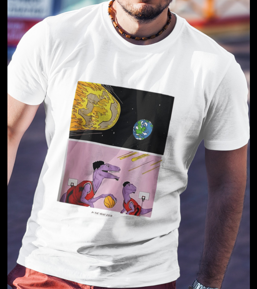 Bron Sends Him A LeBronto Dinosaur Meteor Basketball Earth Raptors T-Shirt