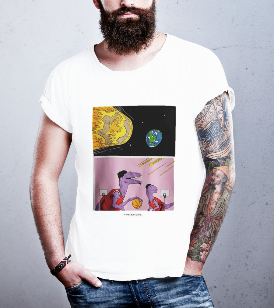 Bron Sends Him A LeBronto Dinosaur Meteor Basketball Earth Raptors T-Shirt