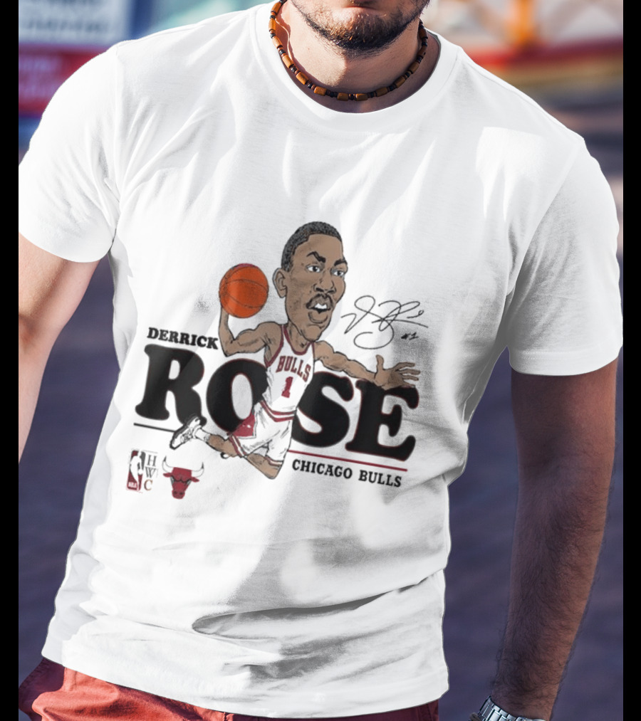 Derrick Rose Chicago Bulls Caricature Basketball T-Shirt