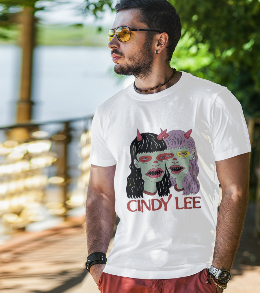 Cindy Lee Two Face Horned Creature Horror T-Shirt