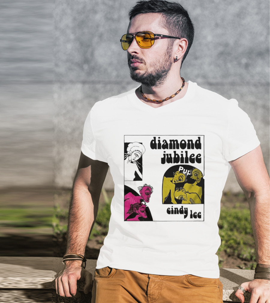 Diamond Jubilee Music Album Cindy Lee Illustrated Faces T-Shirt